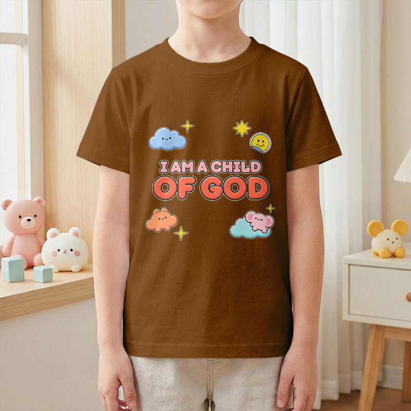 Christianartworkshop Camiseta infantil con diseño caprichoso de nube sonriente y sol: "Soy un hijo de Dios". - image 19