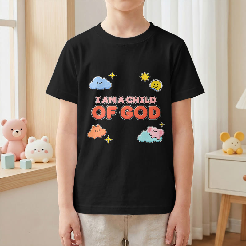 Christianartworkshop Camiseta infantil con diseño caprichoso de nube sonriente y sol: "Soy un hijo de Dios". - image 25