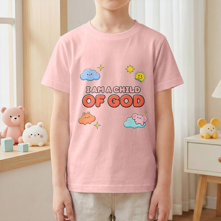 Christianartworkshop Camiseta infantil con diseño caprichoso de nube sonriente y sol: "Soy un hijo de Dios". - image 13