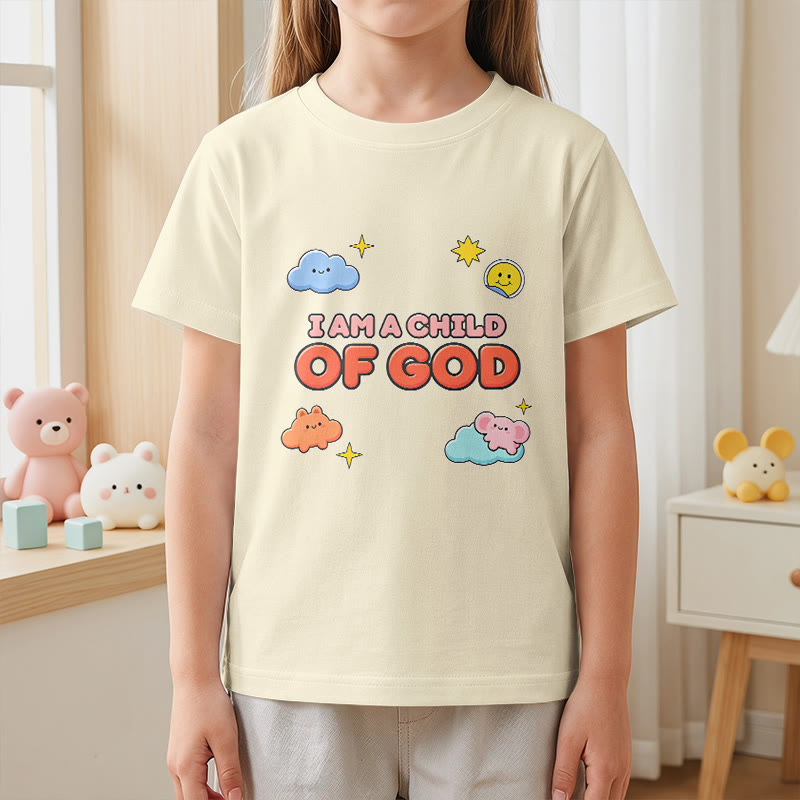 Christianartworkshop Camiseta infantil con diseño caprichoso de nube sonriente y sol: "Soy un hijo de Dios". - image 23