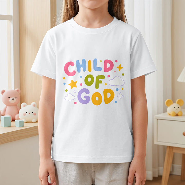 Christianartworkshop Camiseta infantil con letras de bloque en tonos pastel y diseño caprichoso "Hijo de Dios" - image 5