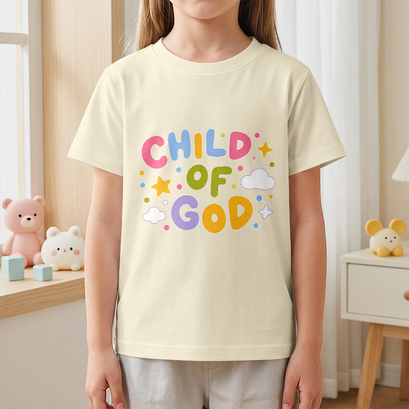 Christianartworkshop Camiseta infantil con letras de bloque en tonos pastel y diseño caprichoso "Hijo de Dios" - image 23