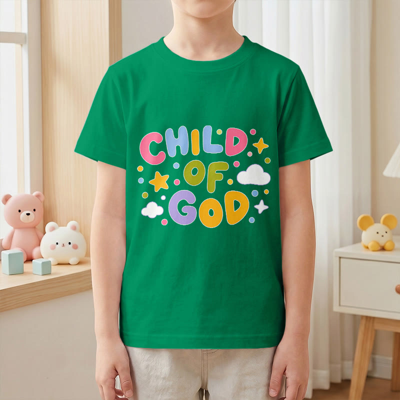 Christianartworkshop Camiseta infantil con letras de bloque en tonos pastel y diseño caprichoso "Hijo de Dios" - image 1