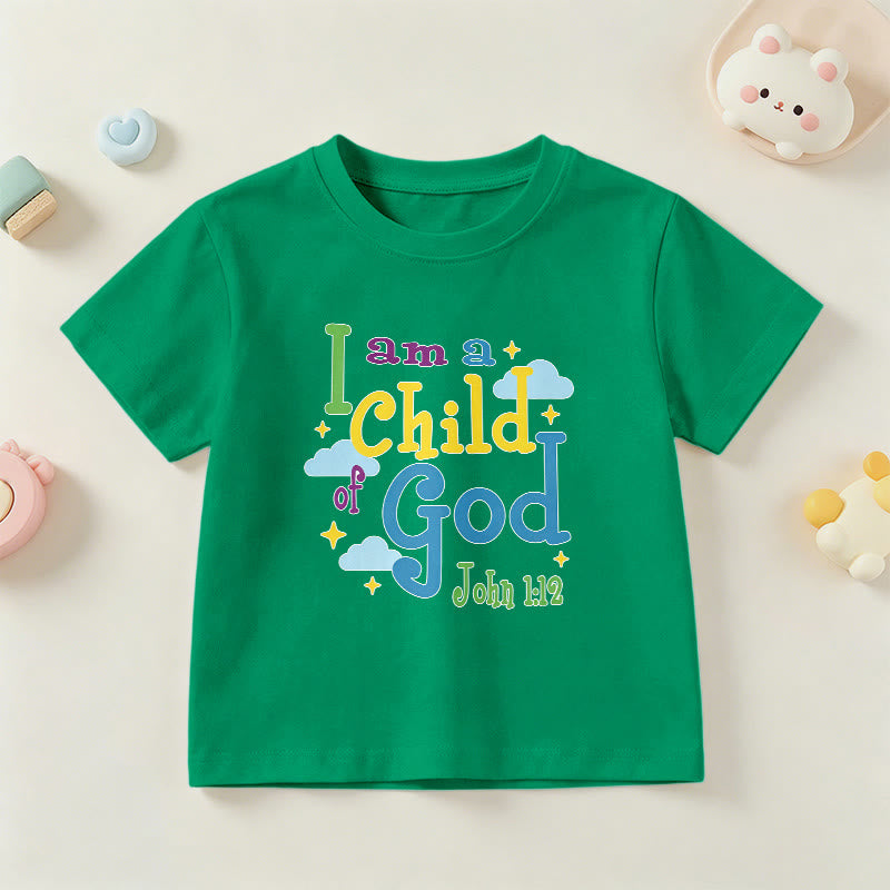 Christianartworkshop Camiseta infantil con diseño inspirador de nube y estrella: "Soy un hijo de Dios" (Juan 1:12). - Verde - EE. UU./Reino Unido/Australia 14, UE 170 - image 15