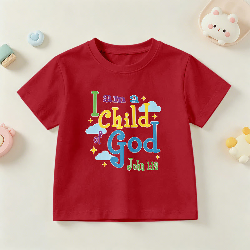 Christianartworkshop Camiseta infantil con diseño inspirador de nube y estrella: "Soy un hijo de Dios" (Juan 1:12). - Rojo - EE. UU./Reino Unido/Australia 14, UE 170 - image 0