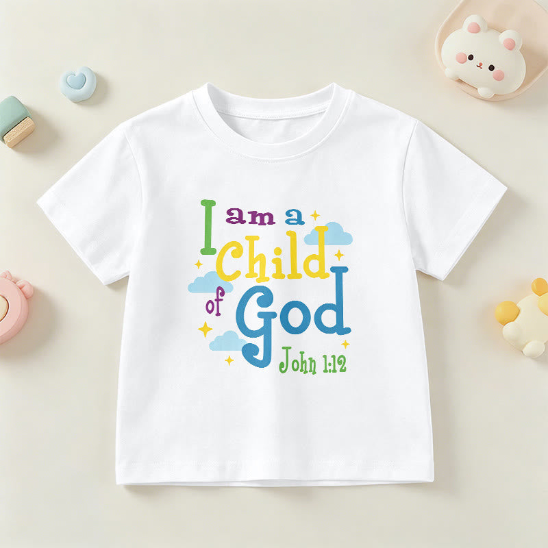 Christianartworkshop Camiseta infantil con diseño inspirador de nube y estrella: "Soy un hijo de Dios" (Juan 1:12). - Blanco - EE. UU./Reino Unido/Australia 14, UE 170 - image 3