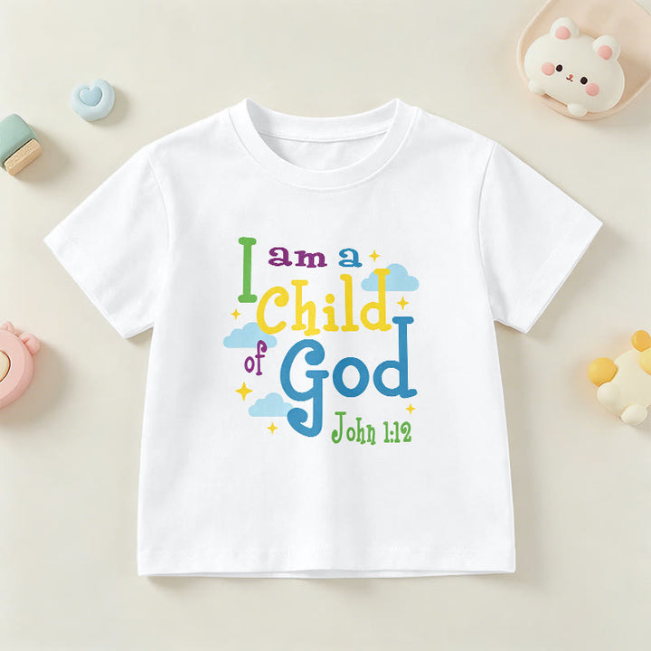 Christianartworkshop Camiseta infantil con diseño inspirador de nube y estrella: "Soy un hijo de Dios" (Juan 1:12). - Blanco - EE. UU./Reino Unido/Australia 14, UE 170 - image 3
