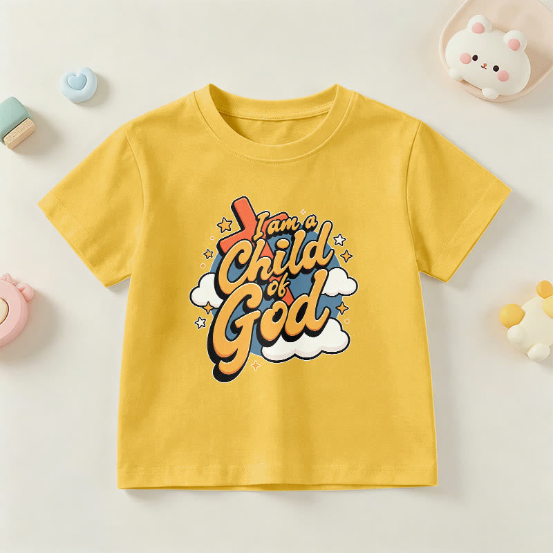 Christianartworkshop Camiseta infantil con diseño divertido de cruz y nube: "Soy un hijo de Dios". - Amarillo - EE. UU./Reino Unido/Australia 14, UE 170 - image 0