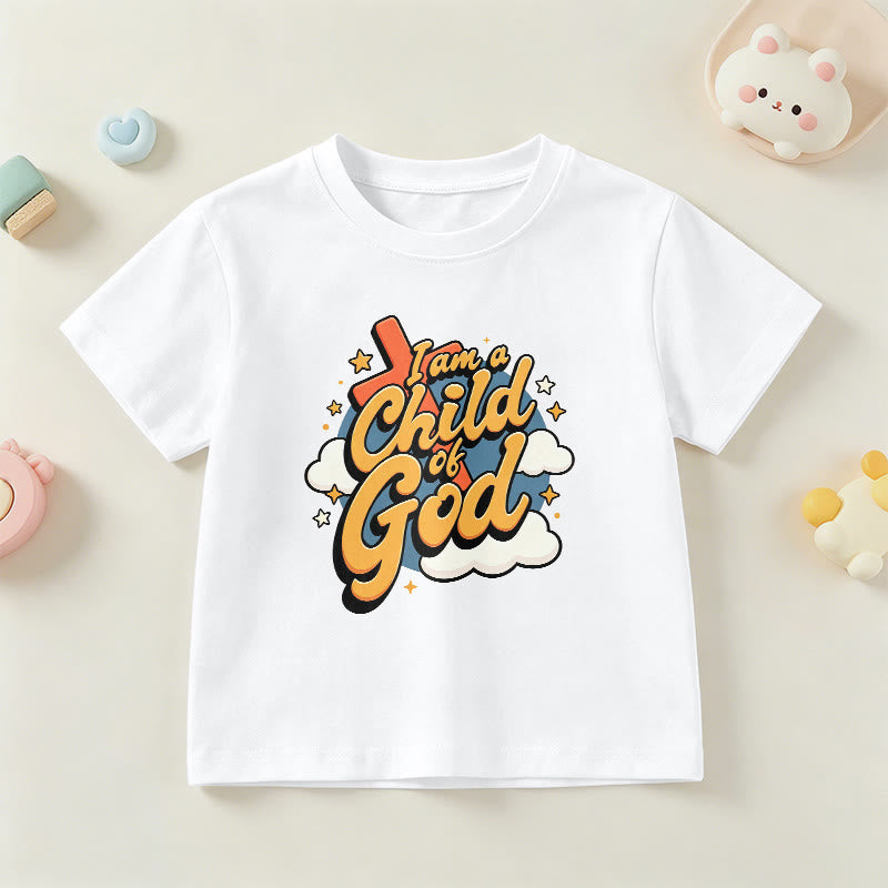 Christianartworkshop Camiseta infantil con diseño divertido de cruz y nube: "Soy un hijo de Dios". - Blanco - EE. UU./Reino Unido/Australia 14, UE 170 - image 3