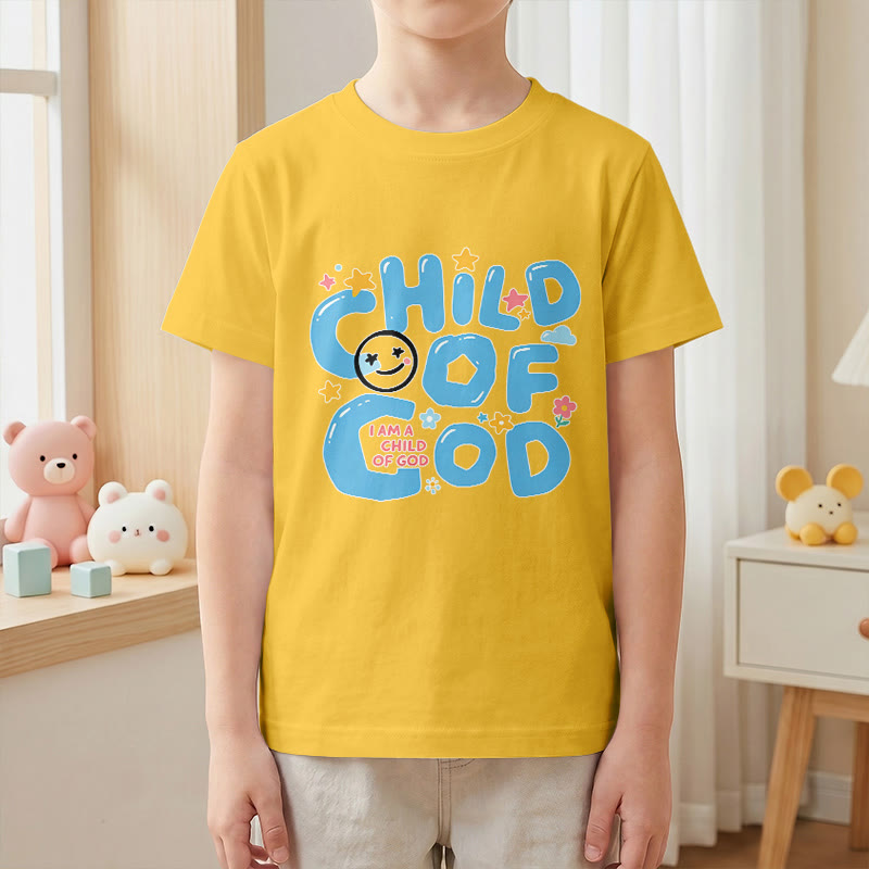 Christianartworkshop Camiseta infantil "Hijo de Dios" con carita sonriente y detalles florales. - image 1