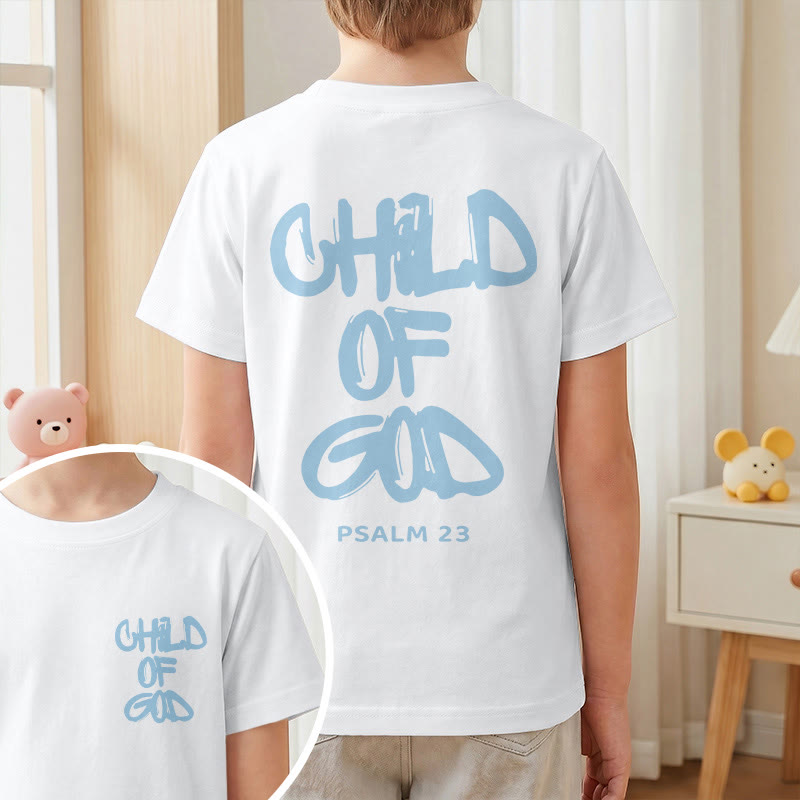 Christianartworkshop Camiseta infantil con versículo bíblico devocional: Hijo de Dios, Salmo 23 - image 1