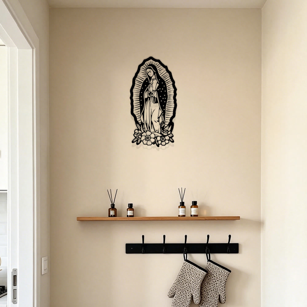 Christianartworkshop Decoración de pared metálica de Nuestra Señora de Guadalupe: un símbolo de fe y gracia divina. - image 3