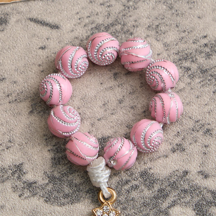 Christianartworkshop Rosario de dedo rosa brillante con remolinos: una pequeña devoción con brillo. - image 6