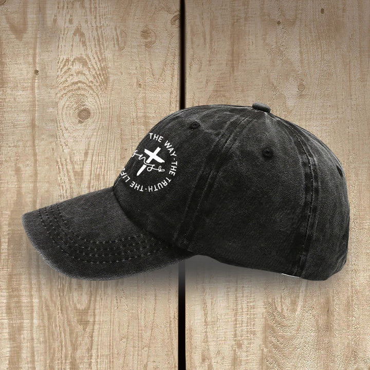 Christianartworkshop Gorra de béisbol lavada con la inscripción "Jesús El Camino La Verdad La Vida Cruz Círculo" - image 1
