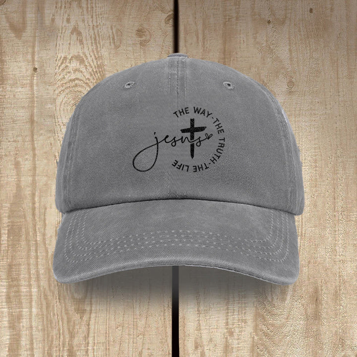 Christianartworkshop Gorra de béisbol lavada con la inscripción "Jesús El Camino La Verdad La Vida Cruz Círculo" - Gris - image 10