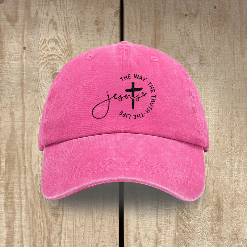 Christianartworkshop Gorra de béisbol lavada con la inscripción "Jesús El Camino La Verdad La Vida Cruz Círculo" - Fucsia - image 16