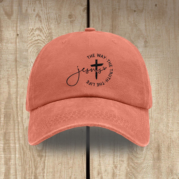 Christianartworkshop Gorra de béisbol lavada con la inscripción "Jesús El Camino La Verdad La Vida Cruz Círculo" - Naranja - image 12