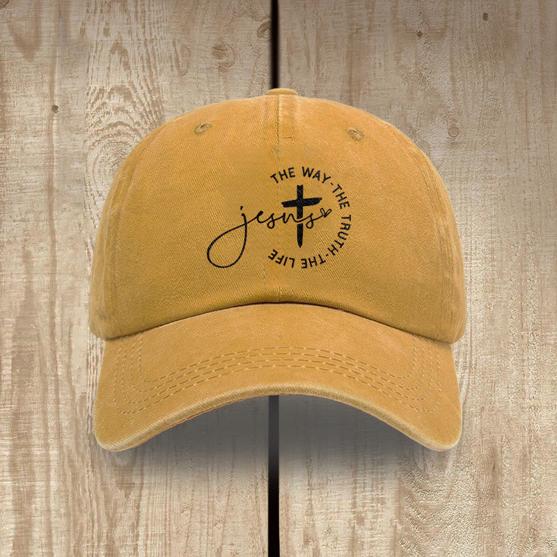 Christianartworkshop Gorra de béisbol lavada con la inscripción "Jesús El Camino La Verdad La Vida Cruz Círculo" - Amarillo - image 9
