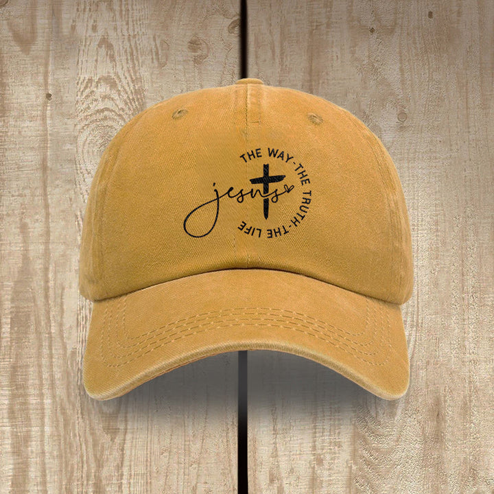 Christianartworkshop Gorra de béisbol lavada con la inscripción "Jesús El Camino La Verdad La Vida Cruz Círculo" - Amarillo - image 9