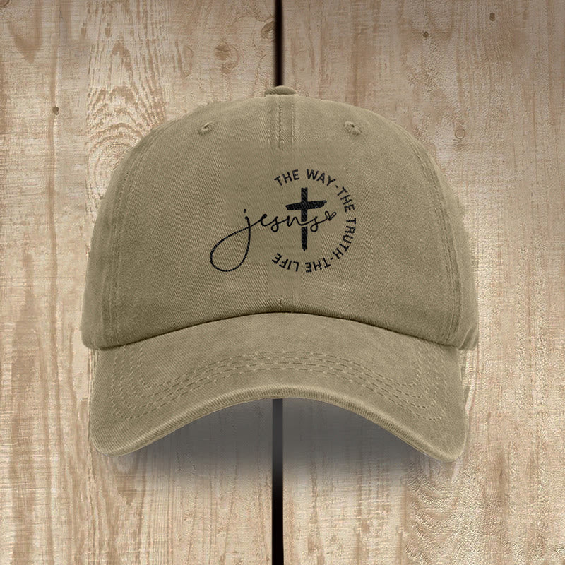 Christianartworkshop Gorra de béisbol lavada con la inscripción "Jesús El Camino La Verdad La Vida Cruz Círculo" - Caqui - image 15