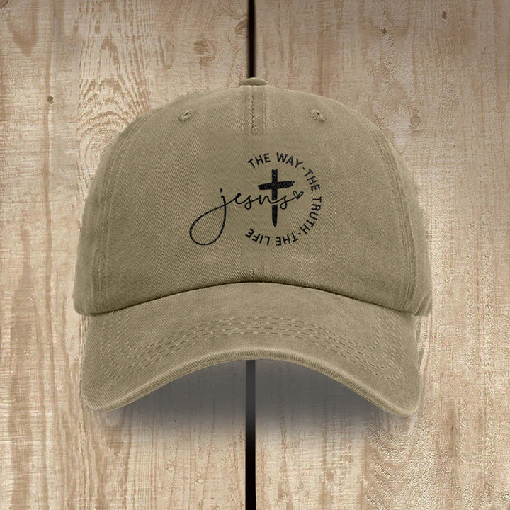 Christianartworkshop Gorra de béisbol lavada con la inscripción "Jesús El Camino La Verdad La Vida Cruz Círculo" - Caqui - image 15