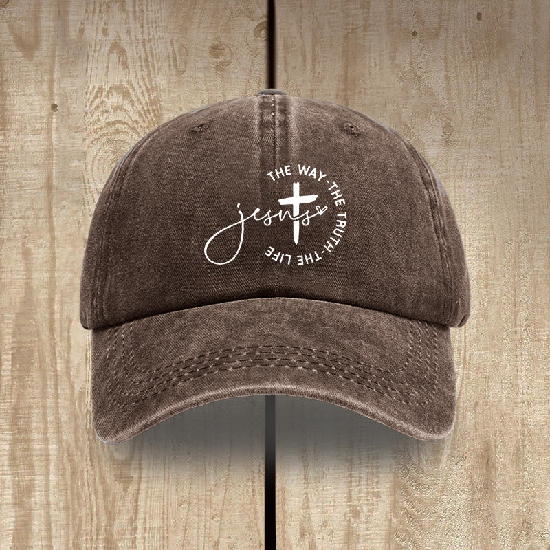 Christianartworkshop Gorra de béisbol lavada con la inscripción "Jesús El Camino La Verdad La Vida Cruz Círculo" - Café - image 14
