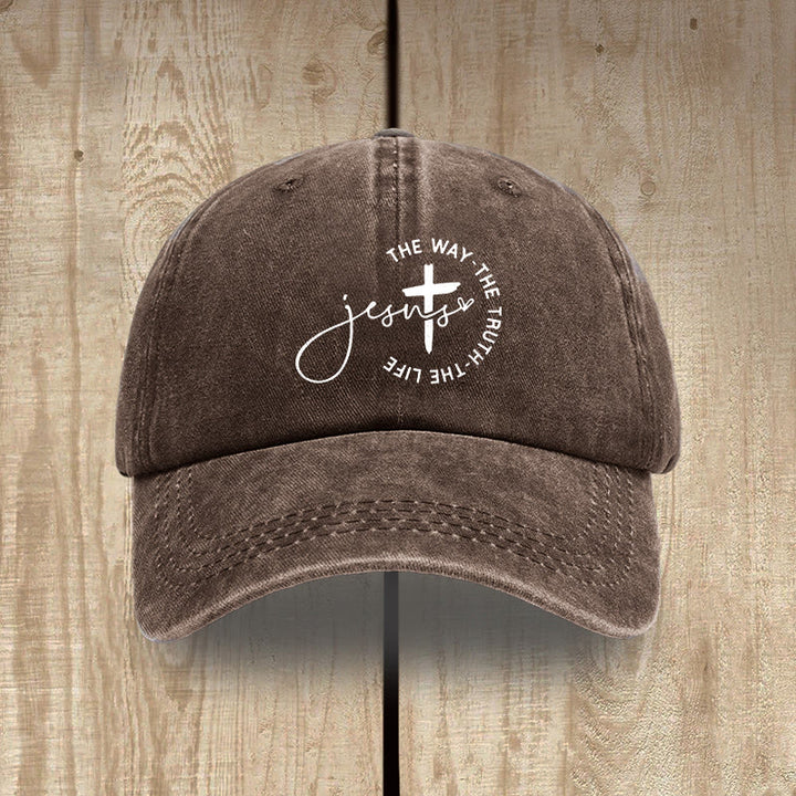 Christianartworkshop Gorra de béisbol lavada con la inscripción "Jesús El Camino La Verdad La Vida Cruz Círculo" - Café - image 14