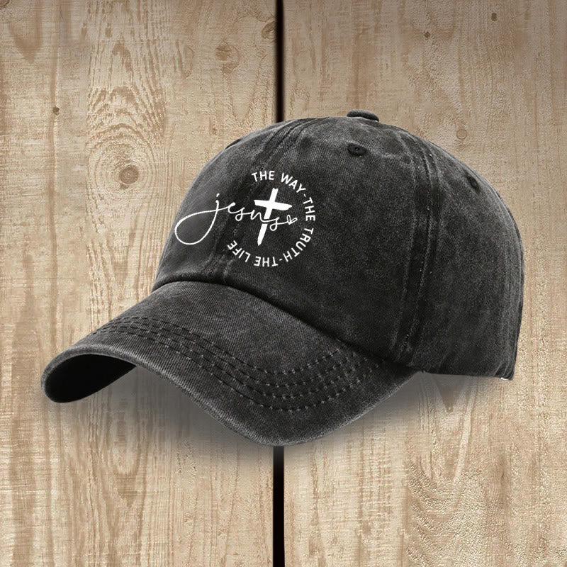 Christianartworkshop Gorra de béisbol lavada con la inscripción "Jesús El Camino La Verdad La Vida Cruz Círculo" - image 2