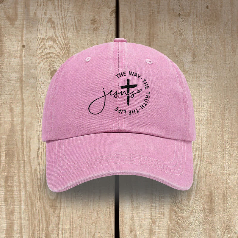 Christianartworkshop Gorra de béisbol lavada con la inscripción "Jesús El Camino La Verdad La Vida Cruz Círculo" - Rosa - image 6