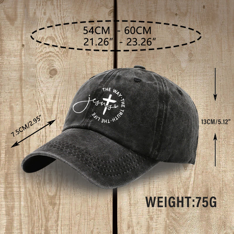 Christianartworkshop Gorra de béisbol lavada con la inscripción "Jesús El Camino La Verdad La Vida Cruz Círculo" - image 4