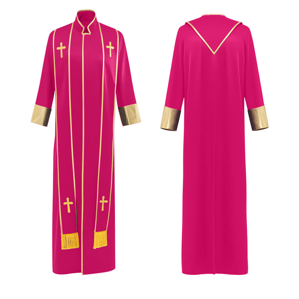 Christianartworkshop Túnica pastoral tradicional con detalles de cruz vertical y ribete en las mangas. - image 11