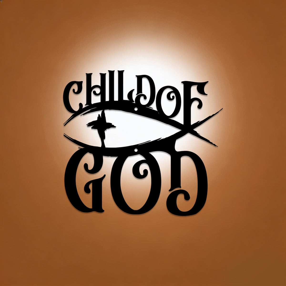 Christianartworkshop Decoración de pared metálica con la cruz de Ichthys, hijo de Dios: una declaración audaz de identidad amada. - image 0