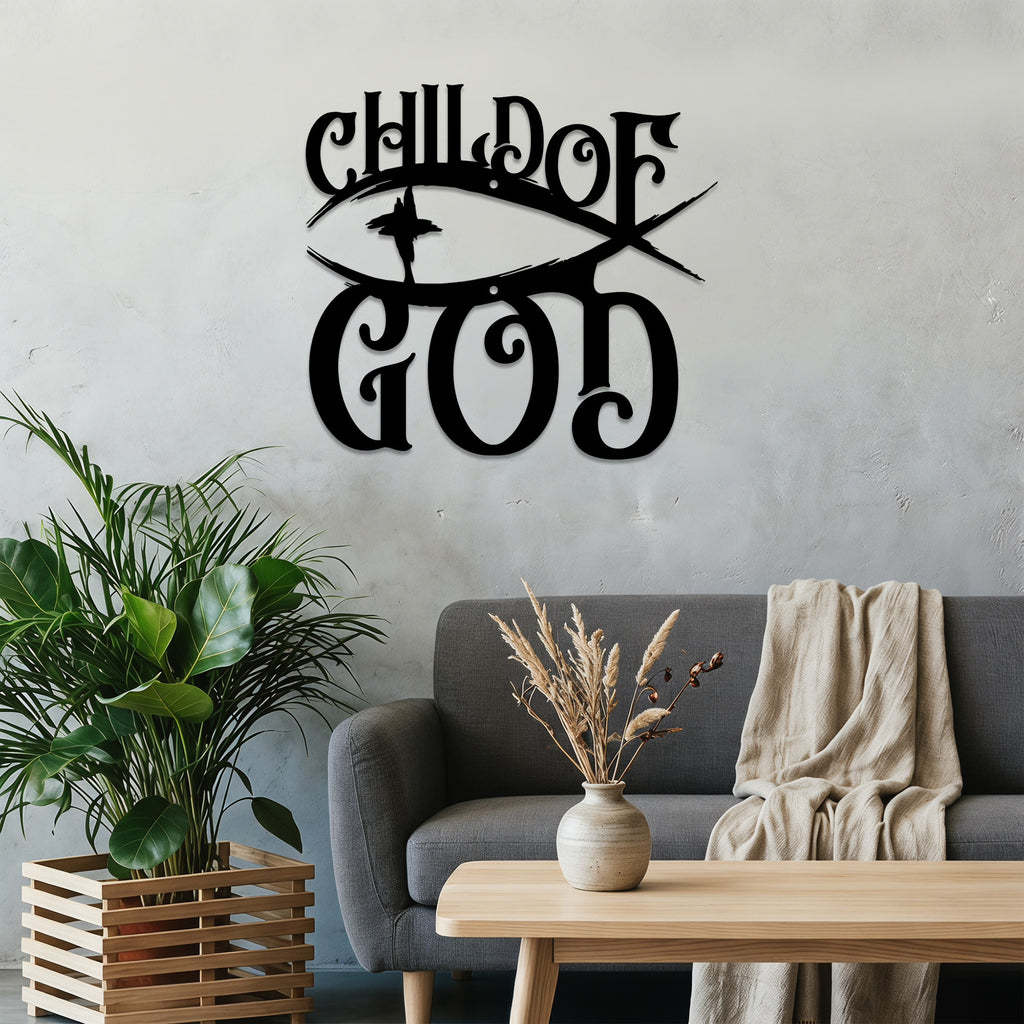 Christianartworkshop Decoración de pared metálica con la cruz de Ichthys, hijo de Dios: una declaración audaz de identidad amada. - image 4