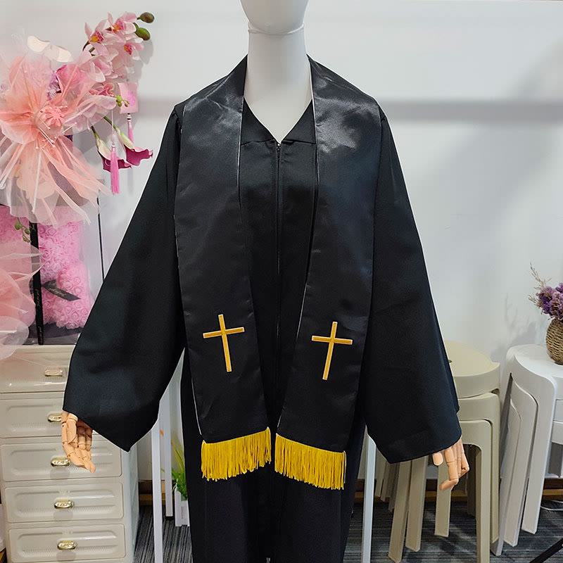 Christianartworkshop Estola clerical tradicional multicolor con cuello en V y cuello recto. - image 2