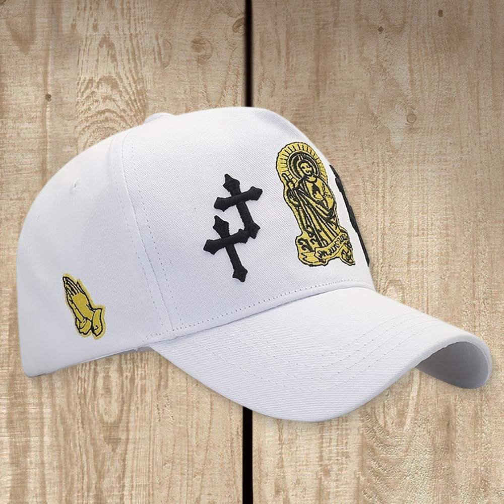Christianartworkshop Gorra de béisbol clásica ajustable con bordado de San Judas y la Triple Cruz - Blanco - image 1