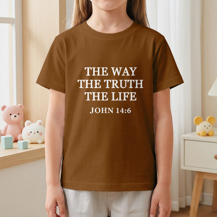 Christianartworkshop El Camino La Verdad La Vida Juan 14:6 Texto Clásico Serif Camiseta de Manga Corta para Niños - image 5