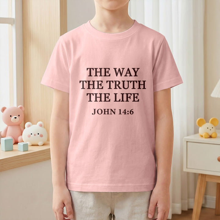 Christianartworkshop El Camino La Verdad La Vida Juan 14:6 Texto Clásico Serif Camiseta de Manga Corta para Niños - image 22