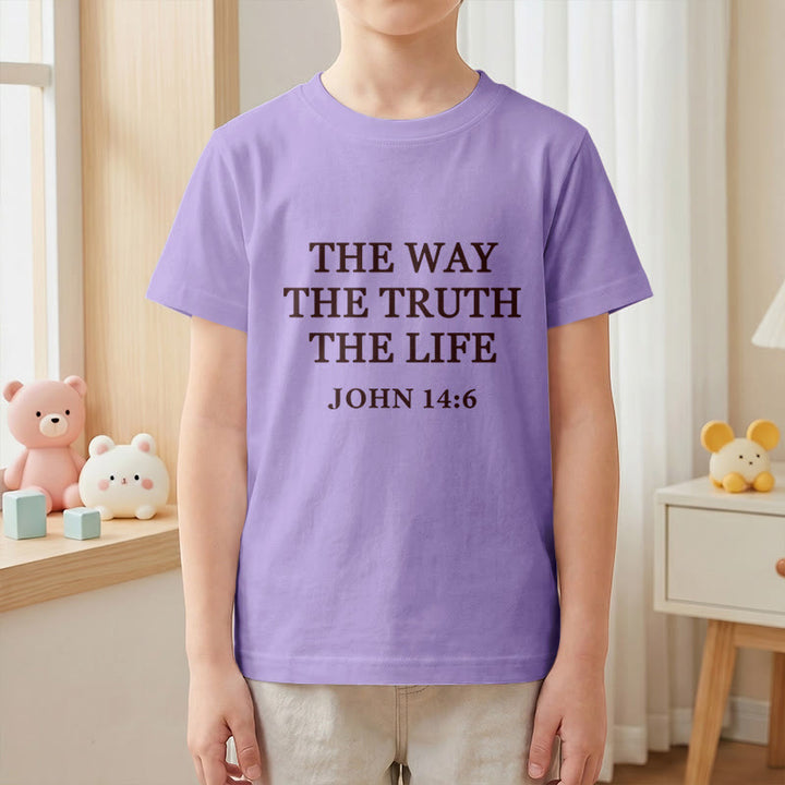 Christianartworkshop El Camino La Verdad La Vida Juan 14:6 Texto Clásico Serif Camiseta de Manga Corta para Niños - image 16
