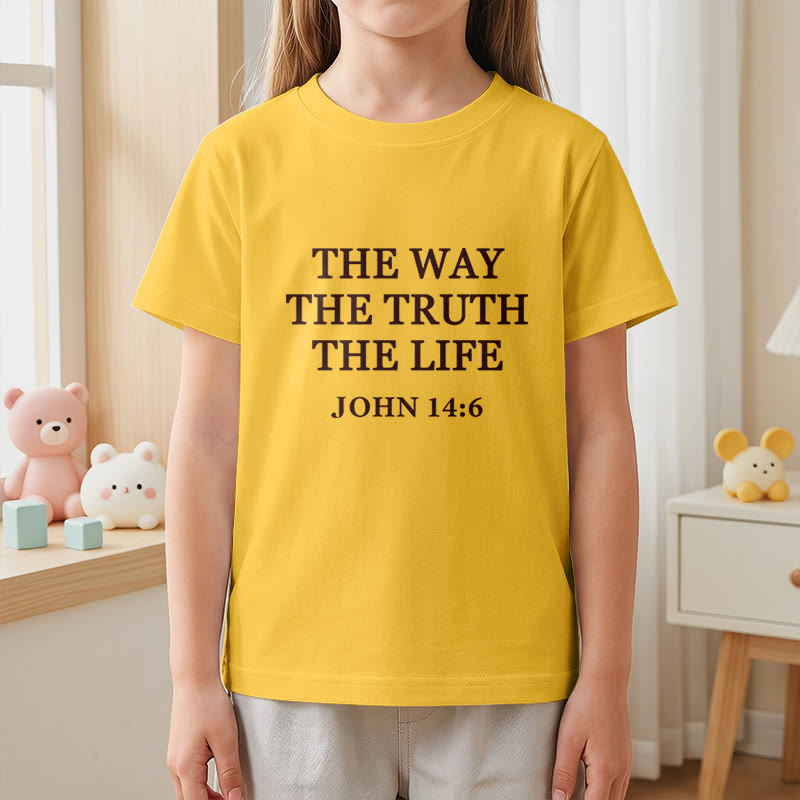 Christianartworkshop El Camino La Verdad La Vida Juan 14:6 Texto Clásico Serif Camiseta de Manga Corta para Niños - image 8