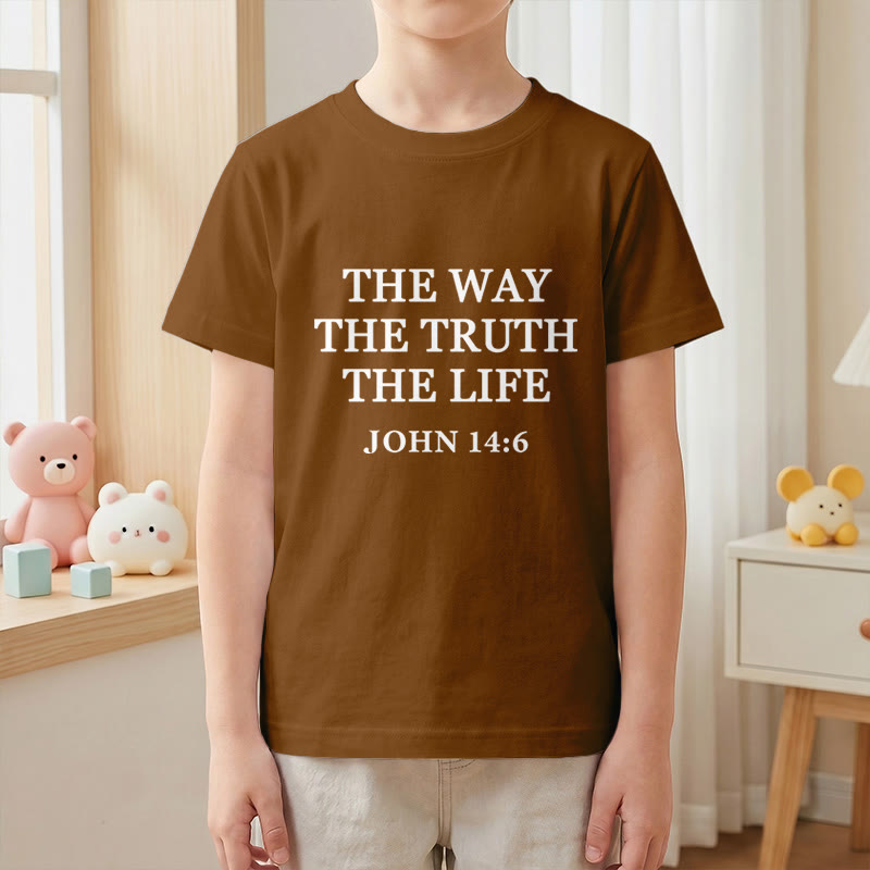 Christianartworkshop El Camino La Verdad La Vida Juan 14:6 Texto Clásico Serif Camiseta de Manga Corta para Niños - image 4