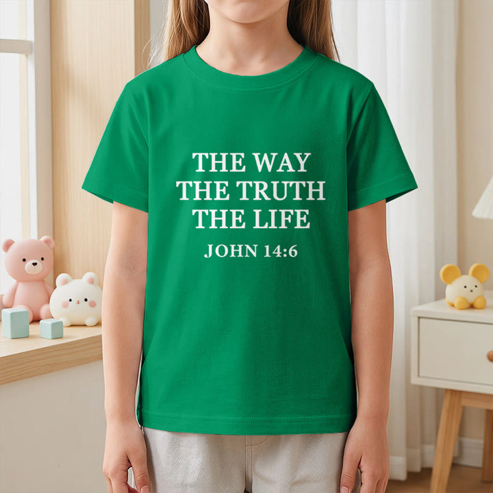 Christianartworkshop El Camino La Verdad La Vida Juan 14:6 Texto Clásico Serif Camiseta de Manga Corta para Niños - image 26