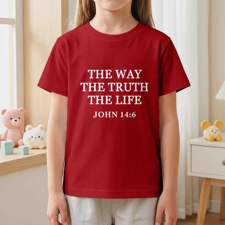 Christianartworkshop El Camino La Verdad La Vida Juan 14:6 Texto Clásico Serif Camiseta de Manga Corta para Niños - image 20