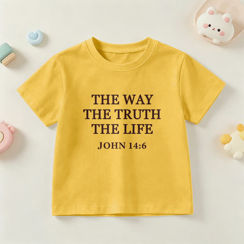 Christianartworkshop El Camino La Verdad La Vida Juan 14:6 Texto Clásico Serif Camiseta de Manga Corta para Niños - Amarillo - EE. UU./Reino Unido/Australia 14, UE 170 - image 6
