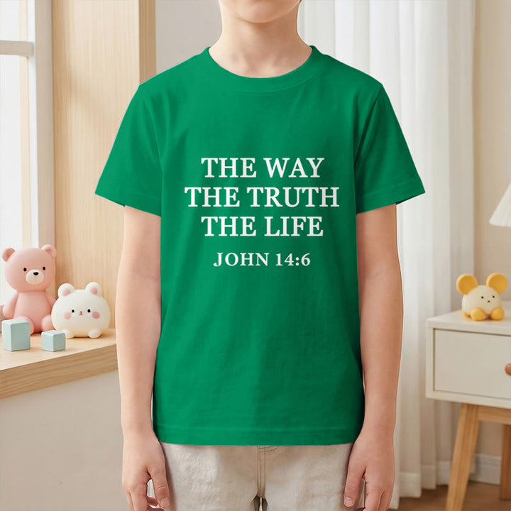 Christianartworkshop El Camino La Verdad La Vida Juan 14:6 Texto Clásico Serif Camiseta de Manga Corta para Niños - image 25