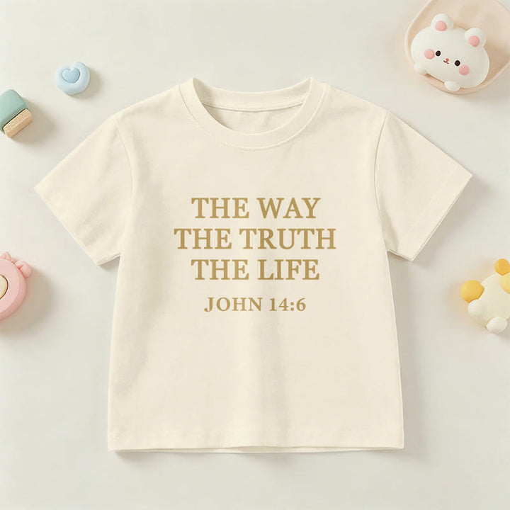 Christianartworkshop El Camino La Verdad La Vida Juan 14:6 Texto Clásico Serif Camiseta de Manga Corta para Niños - Beige - EE. UU./Reino Unido/Australia 14, UE 170 - image 12