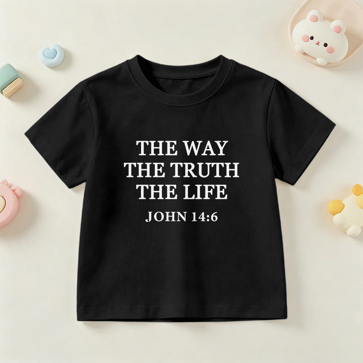 Christianartworkshop El Camino La Verdad La Vida Juan 14:6 Texto Clásico Serif Camiseta de Manga Corta para Niños - Negro - EE. UU./Reino Unido/Australia 14, UE 170 - image 9