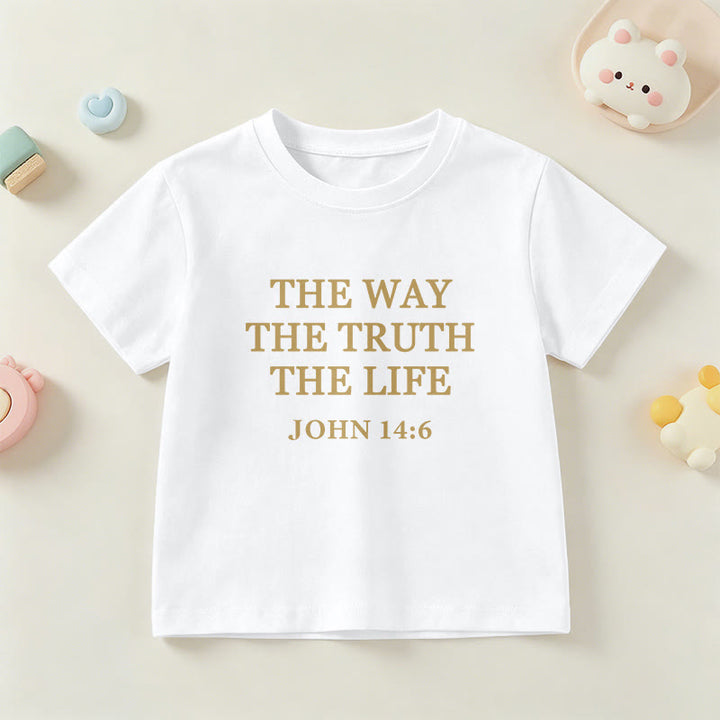 Christianartworkshop El Camino La Verdad La Vida Juan 14:6 Texto Clásico Serif Camiseta de Manga Corta para Niños - Blanco - EE. UU./Reino Unido/Australia 14, UE 170 - image 0