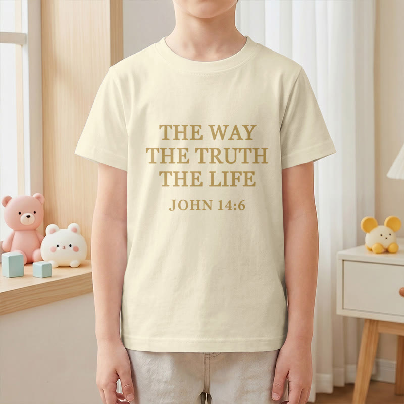 Christianartworkshop El Camino La Verdad La Vida Juan 14:6 Texto Clásico Serif Camiseta de Manga Corta para Niños - image 13