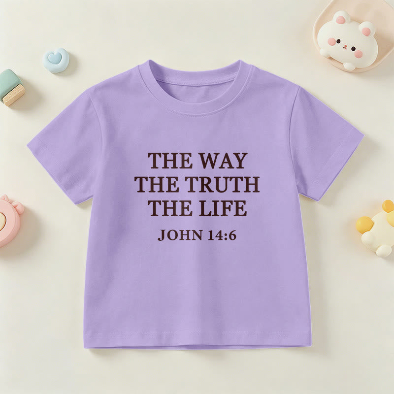 Christianartworkshop El Camino La Verdad La Vida Juan 14:6 Texto Clásico Serif Camiseta de Manga Corta para Niños - Púrpura - EE. UU./Reino Unido/Australia 14, UE 170 - image 15