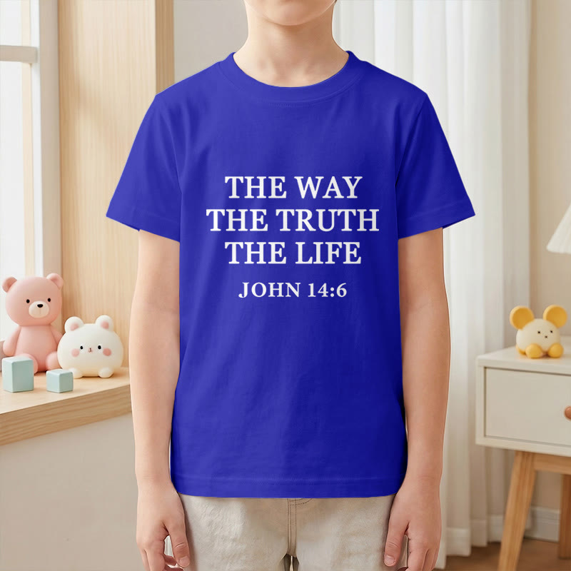 Christianartworkshop El Camino La Verdad La Vida Juan 14:6 Texto Clásico Serif Camiseta de Manga Corta para Niños - image 28